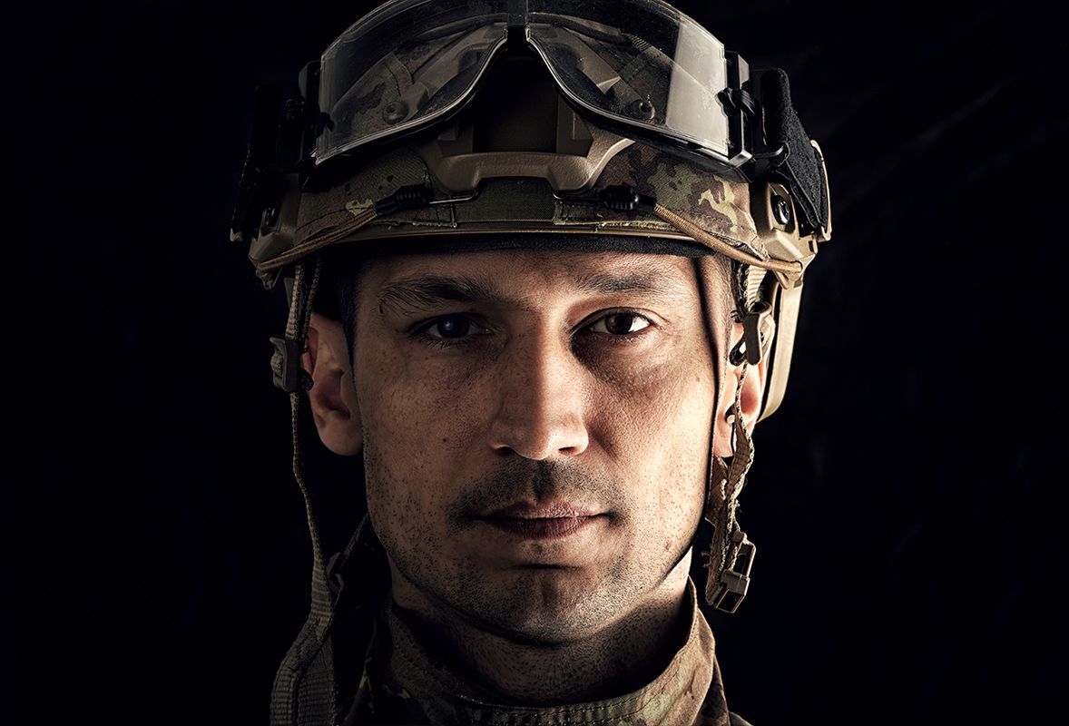 close-up of a military man's face