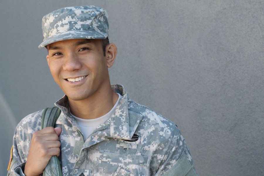 soldier smiling